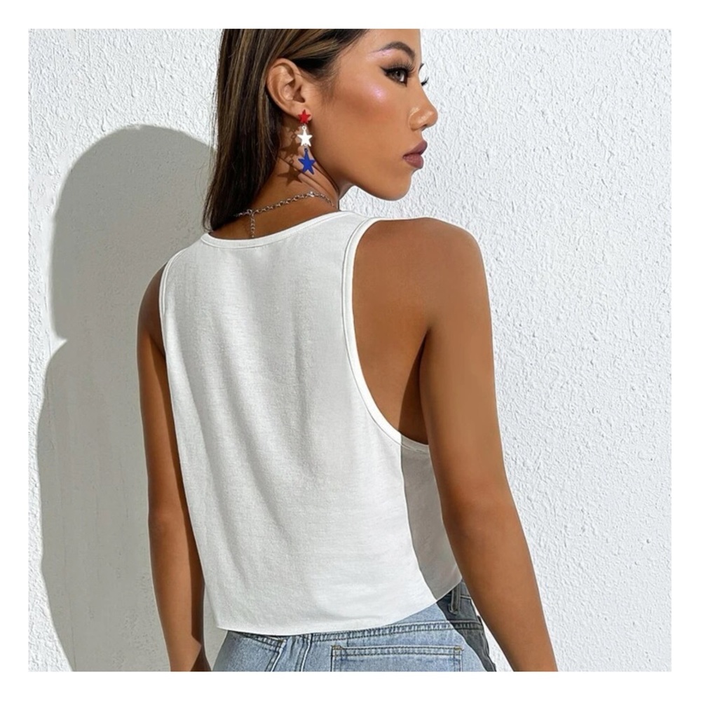 America White Cropped Tank Top 🇺🇸 - Picture 2 of 9